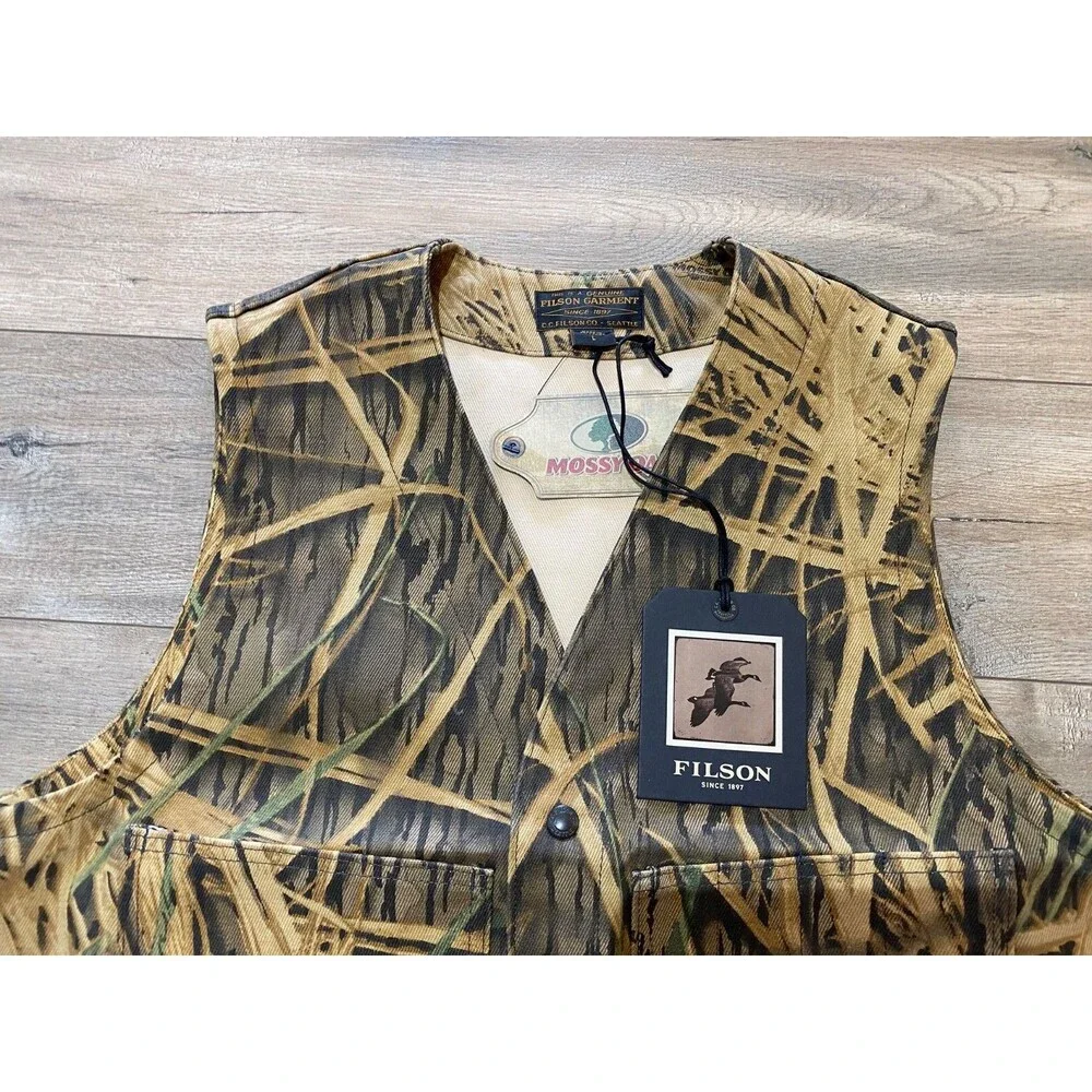 Filson Mossy Oak Rugged Twill Cruiser Mens L Shadow Grass Camo Field Vest Jacket - Picture 2 of 9